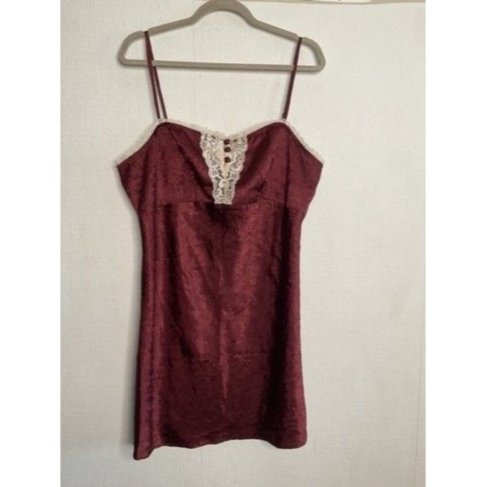 VTG Bisou Bisou Intimates Mini Slip Dress Women Size XL Lace Chemise Coquette Fa